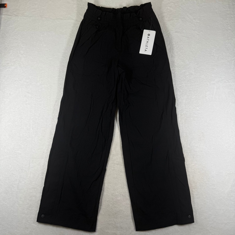 Athleta Trekkie Parachute Pant Black XS High Rise Wide Leg 681039 NWT